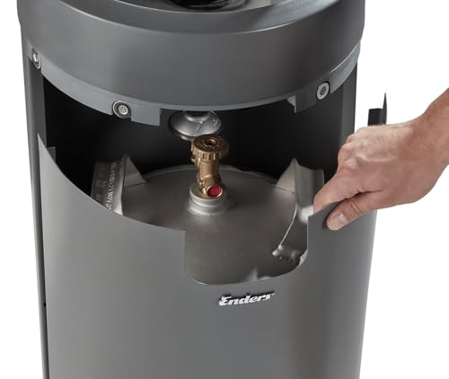 Enders Terrassenfeuer NOVA LED M GREY, Gas Terrassenfeuer mit Ambientebeleuchtungen, ECO GREEN Brenner-Technologie und exzellentem Design, H88cm Ø 62cm, grau #5604