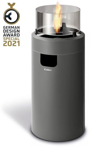 Enders Terrassenfeuer NOVA LED M GREY, Gas Terrassenfeuer mit Ambientebeleuchtungen, ECO GREEN Brenner-Technologie und exzellentem Design, H88cm Ø 62cm, grau #5604