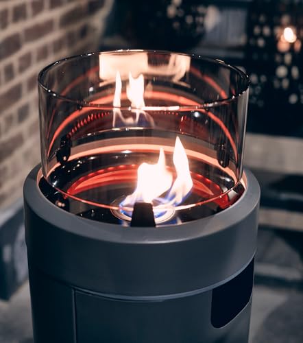 Enders Terrassenfeuer NOVA LED M GREY, Gas Terrassenfeuer mit Ambientebeleuchtungen, ECO GREEN Brenner-Technologie und exzellentem Design, H88cm Ø 62cm, grau #5604