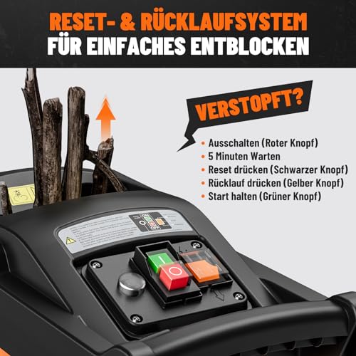 DOVAMAN GT10 Leiser Gartenhäcksler, 8-Zahn-Rollenmesser, Zerkleinert bis zu 45mm, Häcksler mit 2800W Bürstenlosem Motor, 88dB, 55L Auffangbox, 18:1 Zerkleinerungsverhältnis, Mühelos für Gartenabfälle