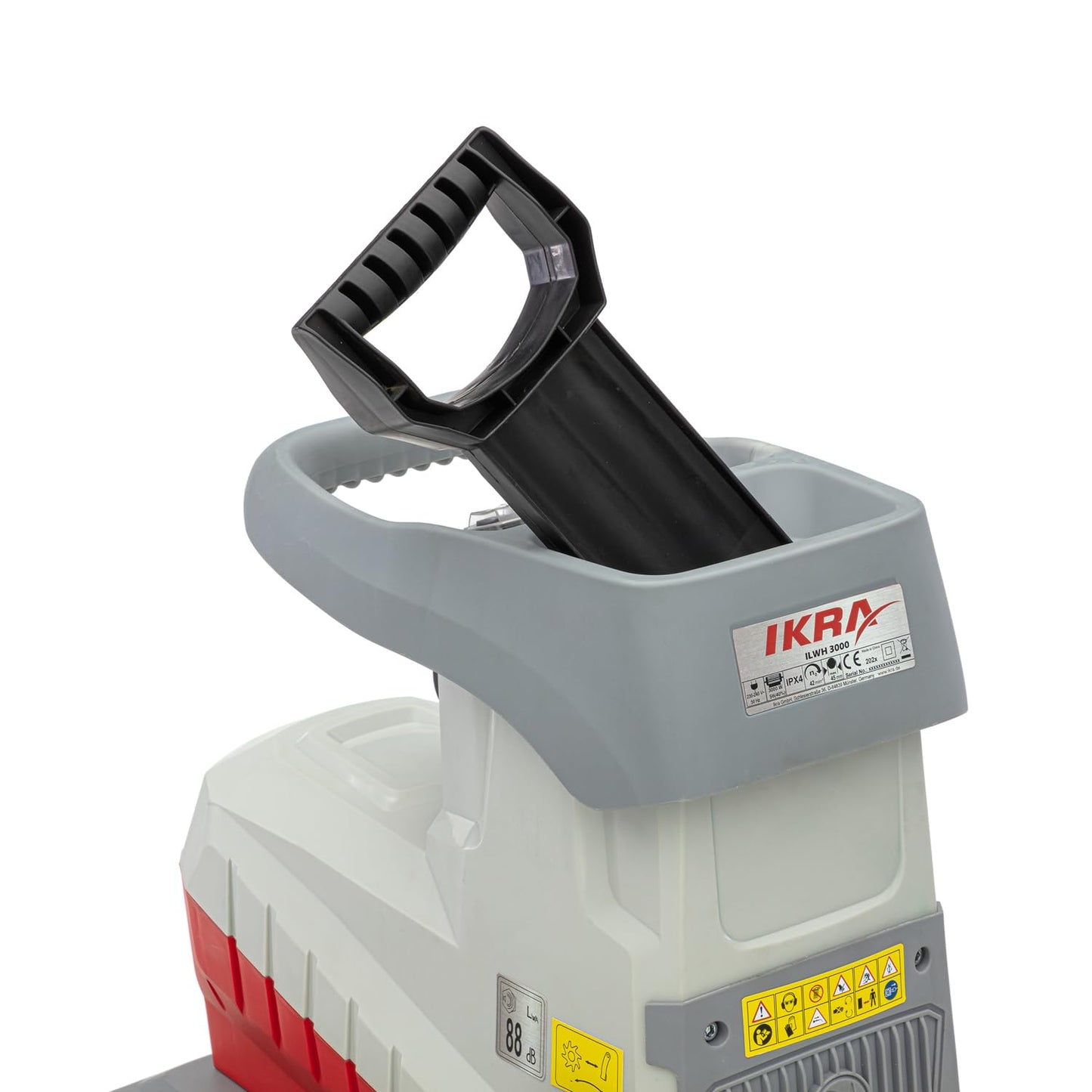 IKRA Elektro Gartenhäcksler ILWH 3000, leise robust wartungsarm, starke 3.000W, Aststärke bis 45mm, Blauer Engel