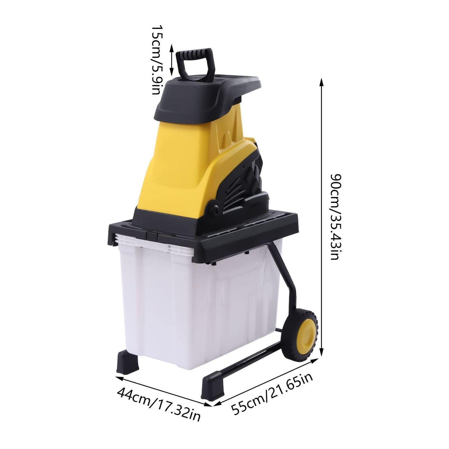45L Elektro Gartenhäcksler Häcksler Walzenhäcksler Messerhäcksler Astbrecher 2500W Reiner Kupfermotor mit Handschuhe Schutzbrille 45mm Schneiddurchmesser 45L Aufbewahrungsbox