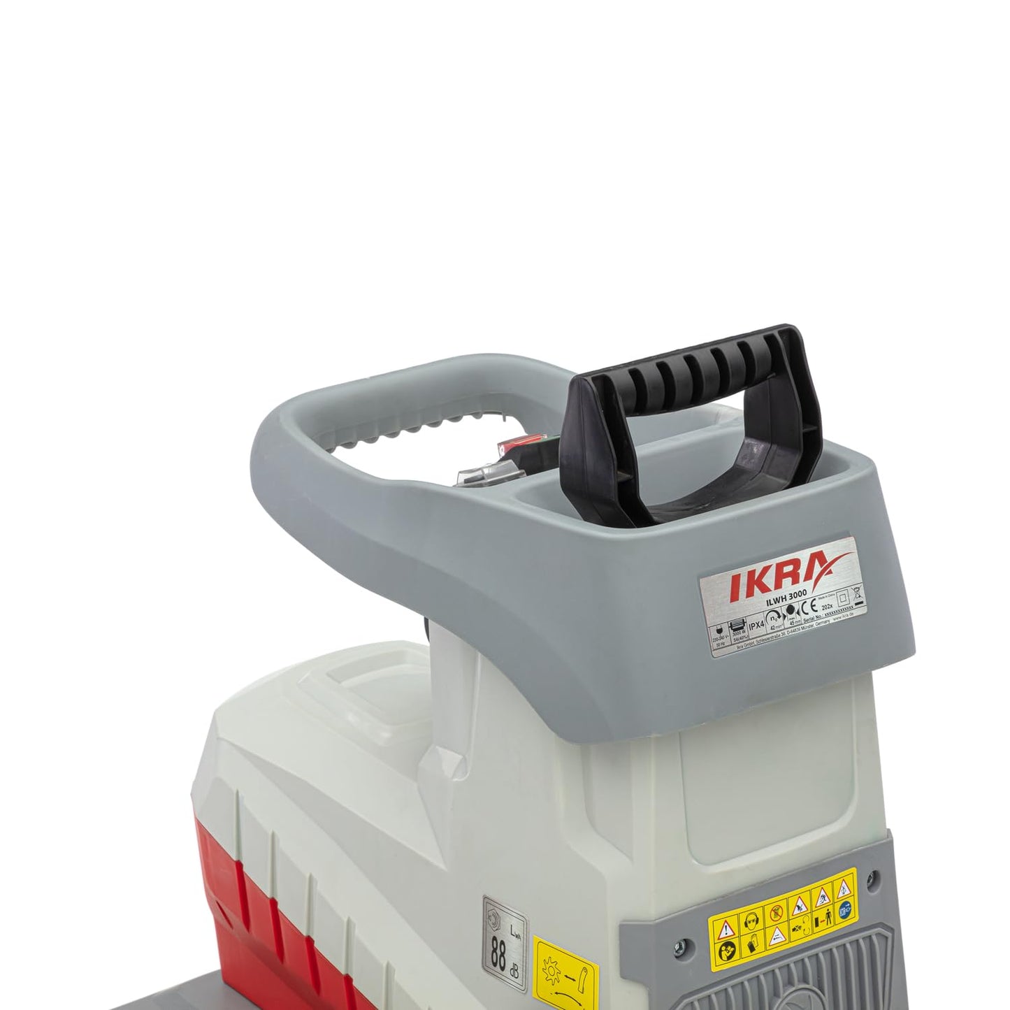 IKRA Elektro Gartenhäcksler ILWH 3000, leise robust wartungsarm, starke 3.000W, Aststärke bis 45mm, Blauer Engel