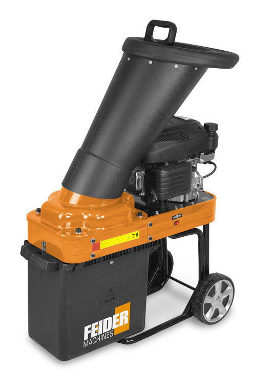 FEIDER FBT70–2 Gartenhäcksler Benzin mit 4-Takt-Motor - Ideal zum Häckseln von Holz & Ästen - Maximaler Ø 4,4cm - Fassungsvermögen Auffangbehälter 30L - Transporträder - Gartenwerkzeug